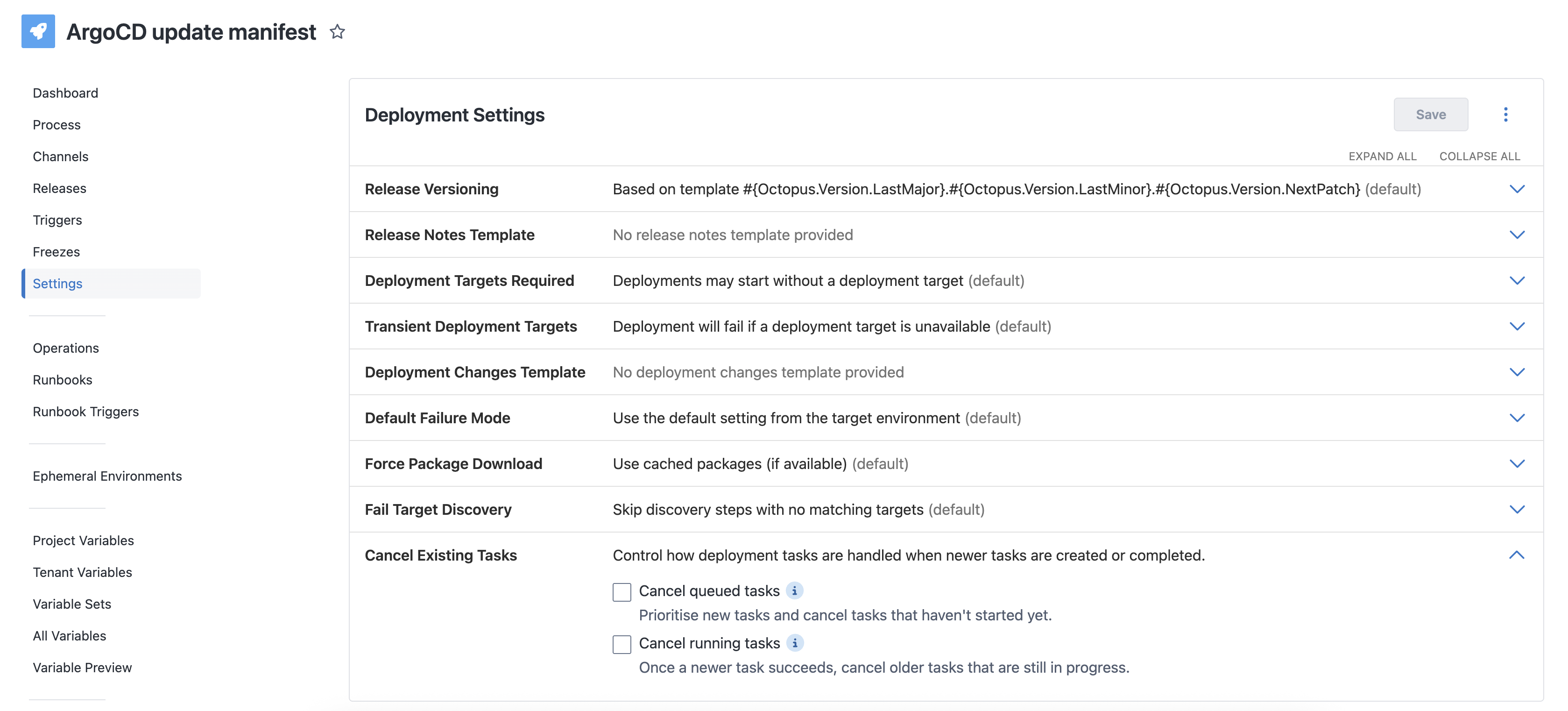 Cancel existing tasks settings.